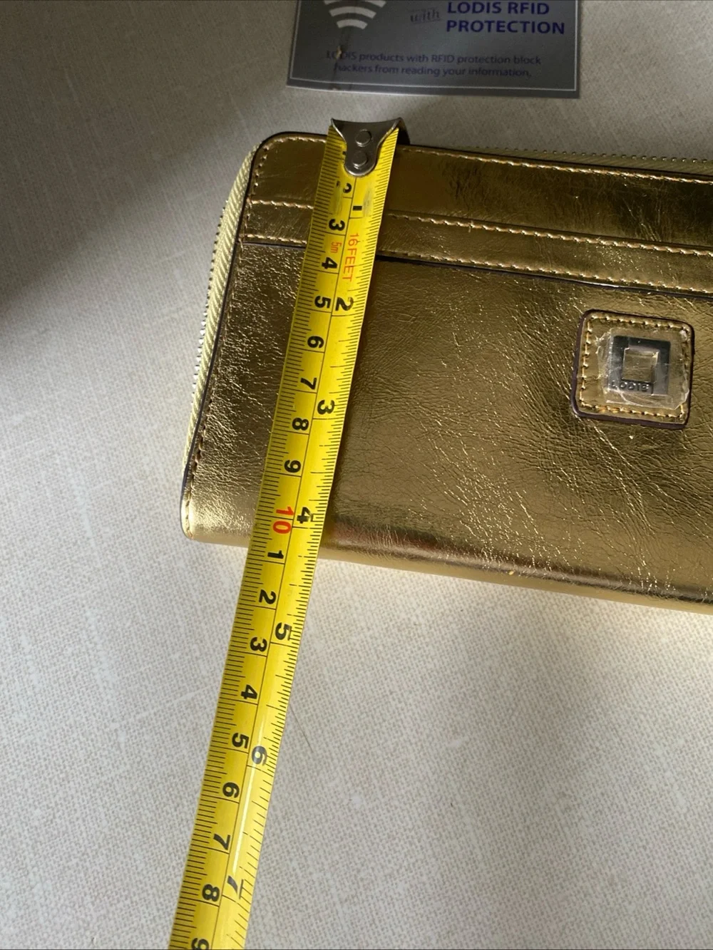 Lodi’s RFID Protection Gold Leather Zip Around Wallet  Vintage